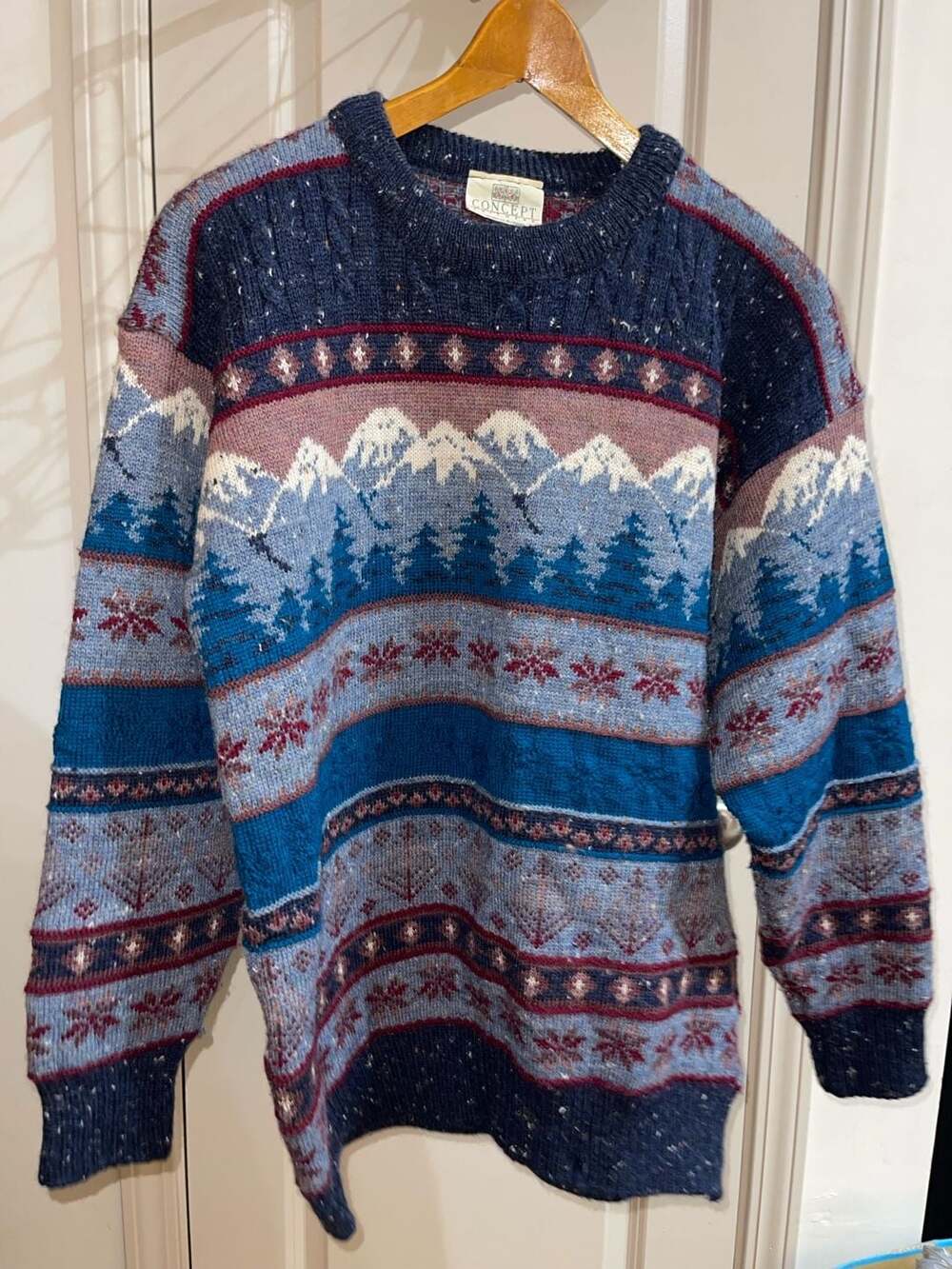 Concept Knitwear Vintage Made in Britain Mountain Fair Isle Sweater Size S